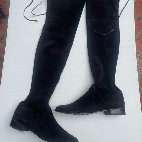 Stuart Weitzman OTK Lowland Boots Shoes Suede Over the Knee Black - Picture 5 of 16